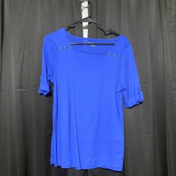 Croft & Barrow blue 3/4 sleeve shirt - Picture 1 of 5